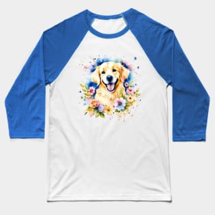 Golden Retriever - Cute Smile Dog Watercolor Baseball T-Shirt